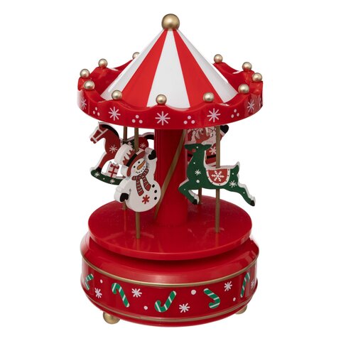 Kerstdorp carroussel D11xH18cm met muziek