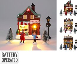 Kerstdorp huis H14cm Led 6stuks 3ass