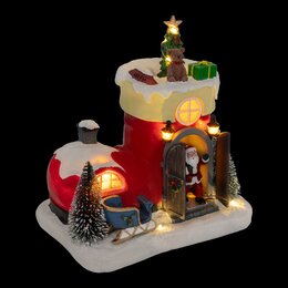 Kerstdorp huis laarzen 23x15x22cm 11Led