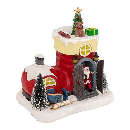 Kerstdorp huis laarzen 23x15x22cm 11Led