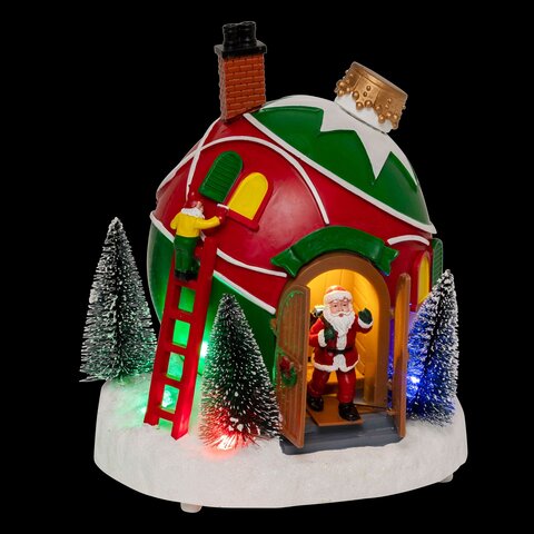 Kerstdorp Kerstman huis 19x22cm 4Led