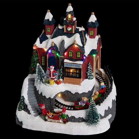 Kerstdorp Kerstman huis met trein - afbeelding 1