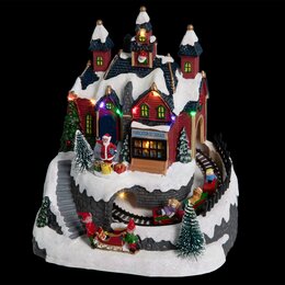 Kerstdorp Kerstman huis met trein - afbeelding 1