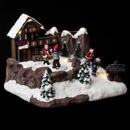Kerstdorp lodge 9Led 18x16x14cm