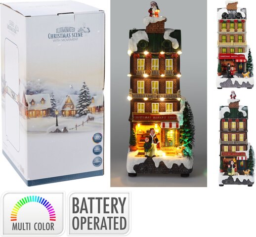 Kerstdorp Speelgoed winkel H28cm Led 2ass
