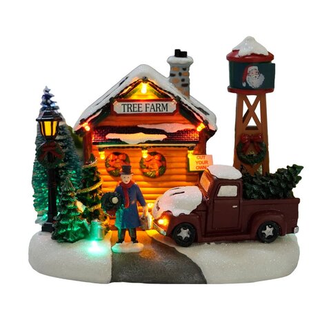 Kerstdorp Tree Farm licht/muziek 20x15x17