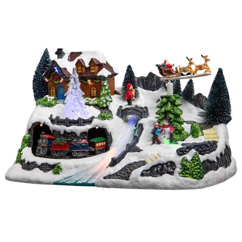 kerstdorp trein 31x19x19cm - afbeelding 1