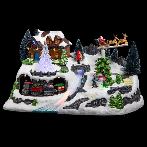 kerstdorp trein 31x19x19cm - afbeelding 1
