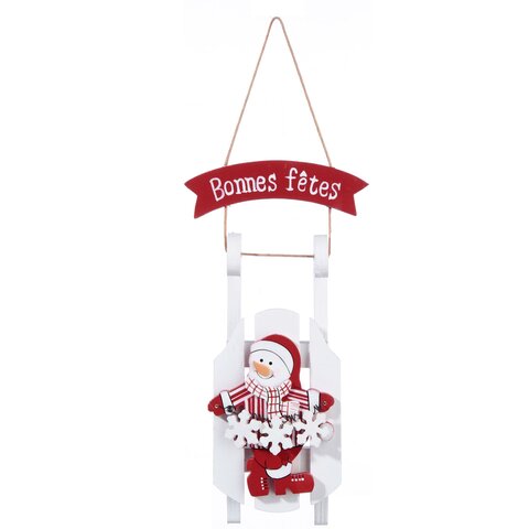 Kerstfigure op slee hout - afbeelding 3