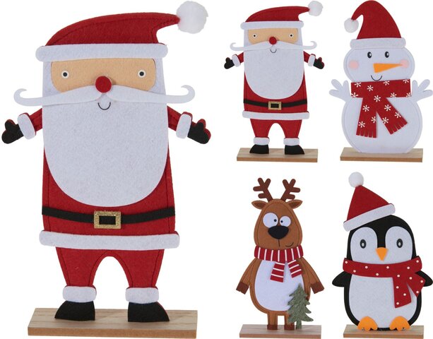 Kerstfiguur H31cm vilt 4ass