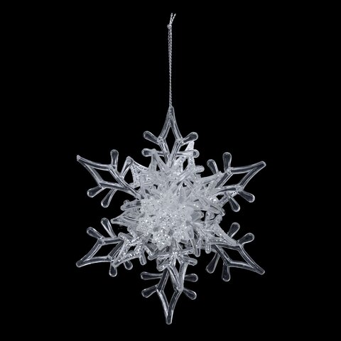 Kersthanger plastic glitter sneeuwvlokje 11cm