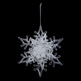 Kersthanger plastic glitter sneeuwvlokje 11cm