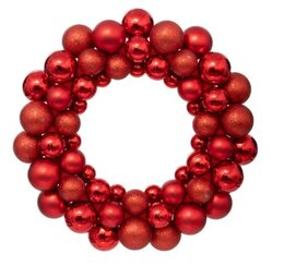 Kerstkrans D35cm kerstballen rood