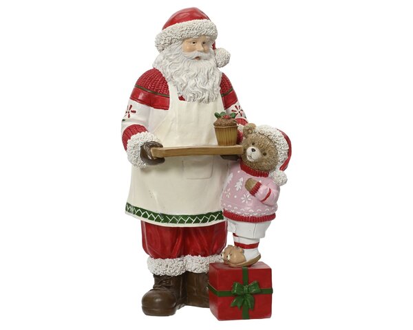 Kerstman Bakker 15xH34cm staand met beer