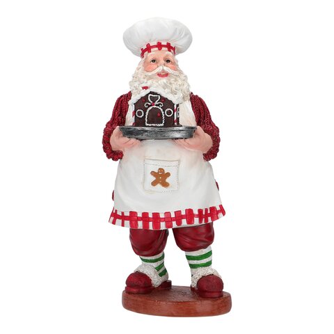 Kerstman Chef met cake 15x31cm