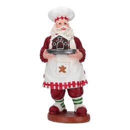 Kerstman Chef met cake 15x31cm