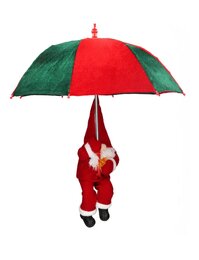 Kerstman kabouter paraplu D50xH60cm groen rood