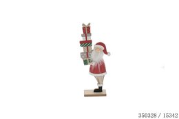Kerstman met geschenk 12x5x30cm hout