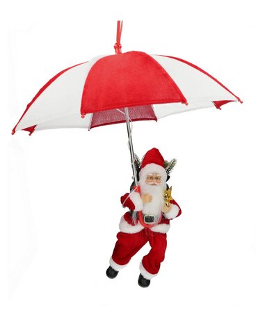 Kerstman paraplu D70xH77cm wit rood