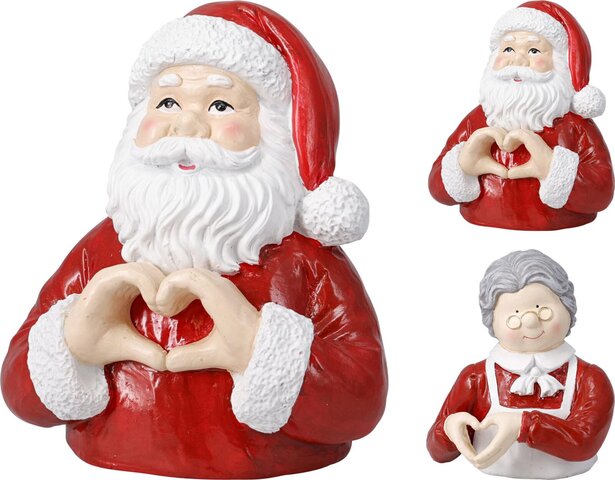 Kerstman/vrouw H21cm 2ass