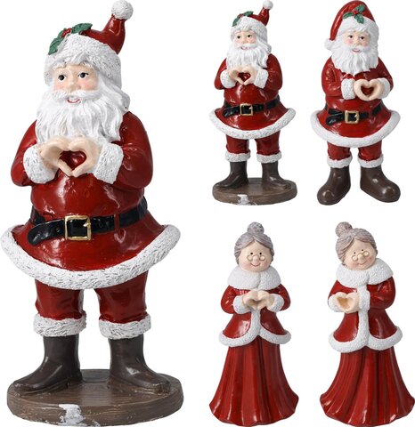 Kerstman/vrouw H21cm 4ass