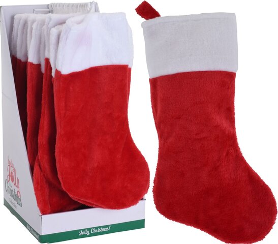 kerstsok 43cm pluche rood