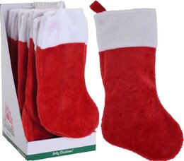 kerstsok 43cm pluche rood