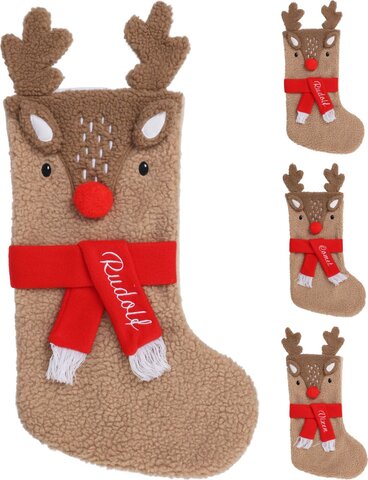 Kerstsok fluweel H55cm 3ass