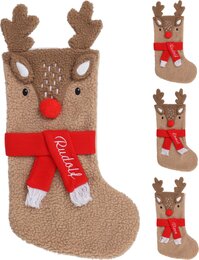 Kerstsok fluweel H55cm 3ass
