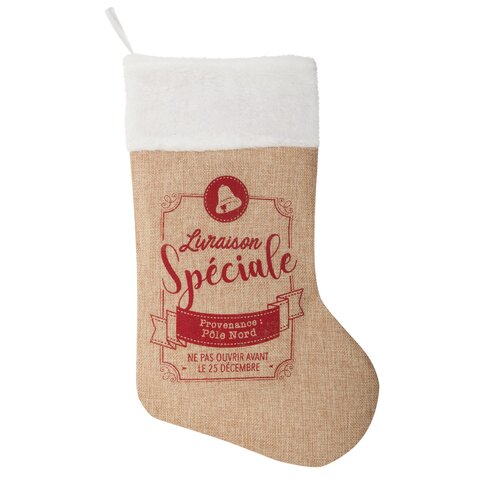 kerstsok jute rood wit