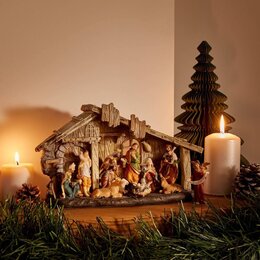 Kerststal 11figures 3Led H18cm - afbeelding 4