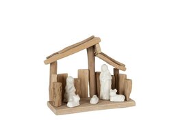 Kerststal 25x10x19cm met figuur wit