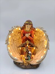 Kerststal engel licht 23x16x24