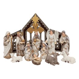 Kerststal H25cm met 11figures - afbeelding 1