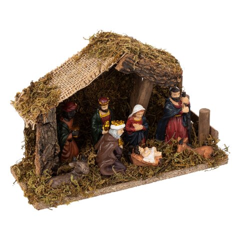 Kerststal led +7 figuurtjes 20x13cm - afbeelding 1