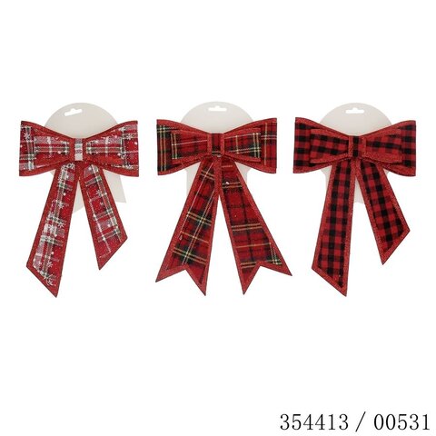 Kerststrik Scottisch 20x24cm stof 3ass