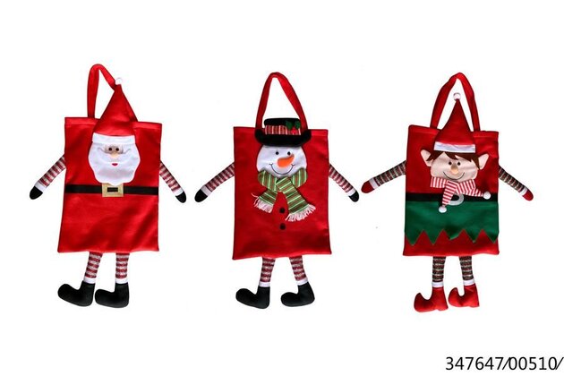 Kerstzak 35x48cm 3ass stof