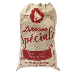 kerstzak jute rood wit