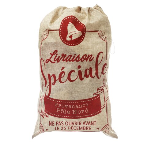 kerstzak jute rood wit