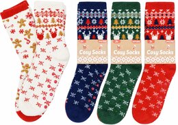 Kousen Dames 2paar X-MAS Homesocks TU - Biscuit - 3ass