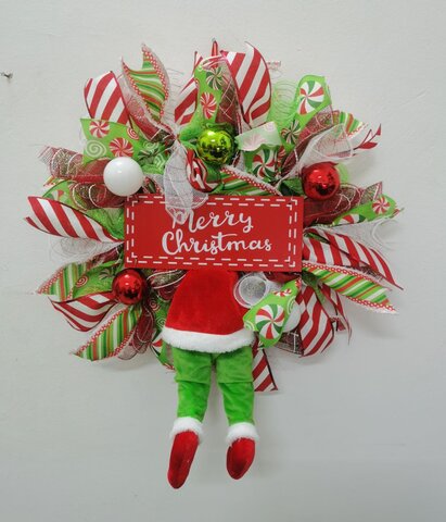 Krans beentjes Grinch 60cm