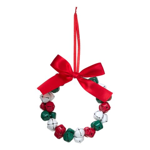 Krans D11cm met bellen rood wit groen