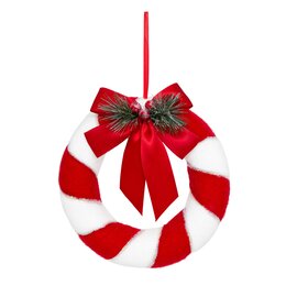 Krans Candy Cane D23cm kunststof rood wit