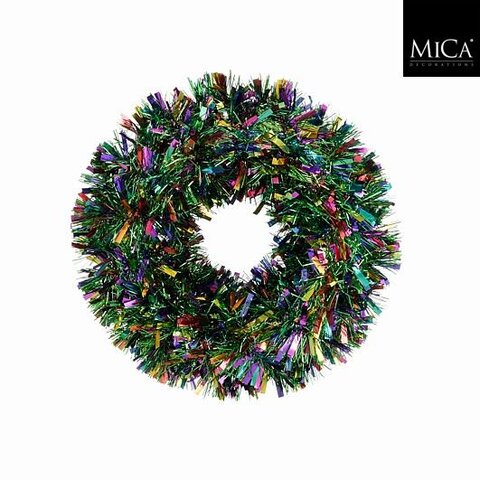 Krans D40cm tinsel groen