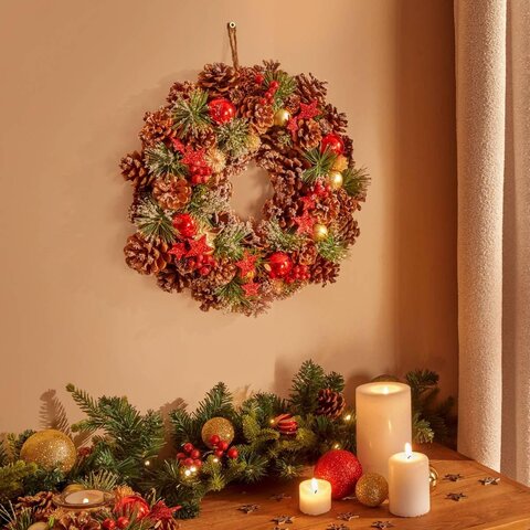 Krans Holly Star d35cm - afbeelding 2