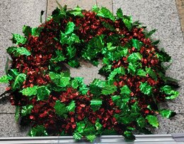 Krans Holly Tinsel D38cm - hulst