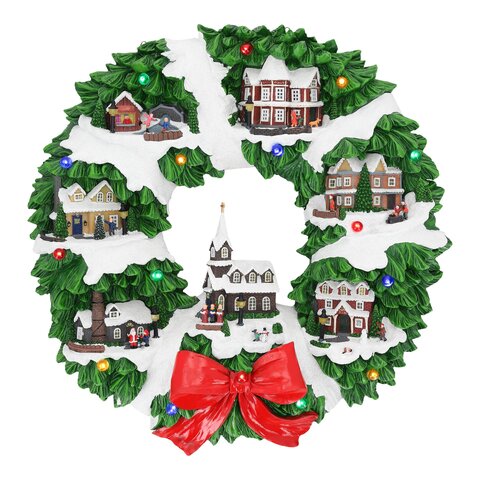 Krans Kerstdorp 56x57x11cm Led