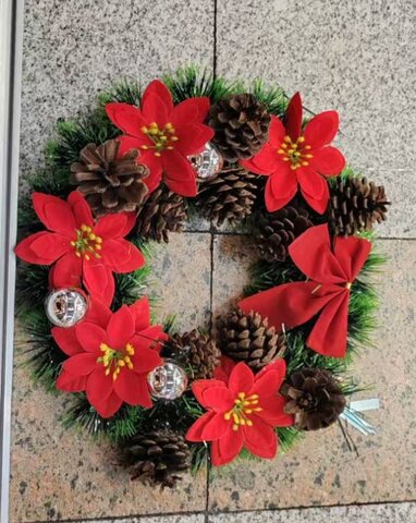 Krans kerstslinger D25cm - poinsettia