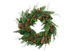 Krans Sietse D60cm met dennenappels groen