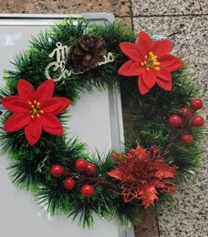 Krans Tinsel D25cm - poinsettia